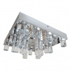 Square chrome flush mount with tubular lucite elements